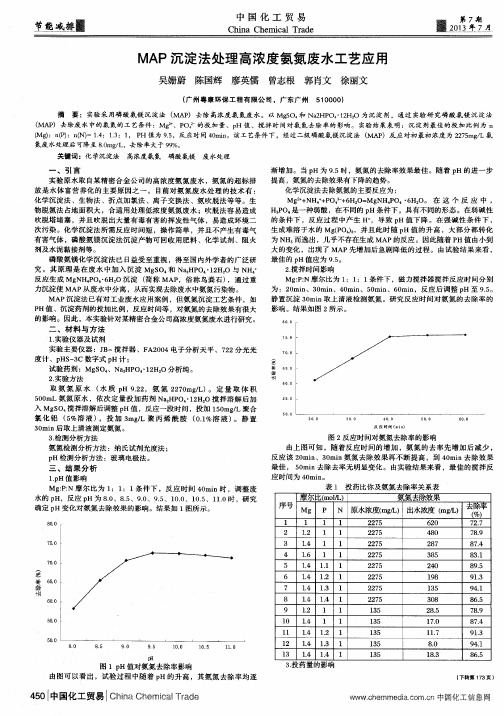 MAP沉淀法处理高浓度氨氮废水工艺应用