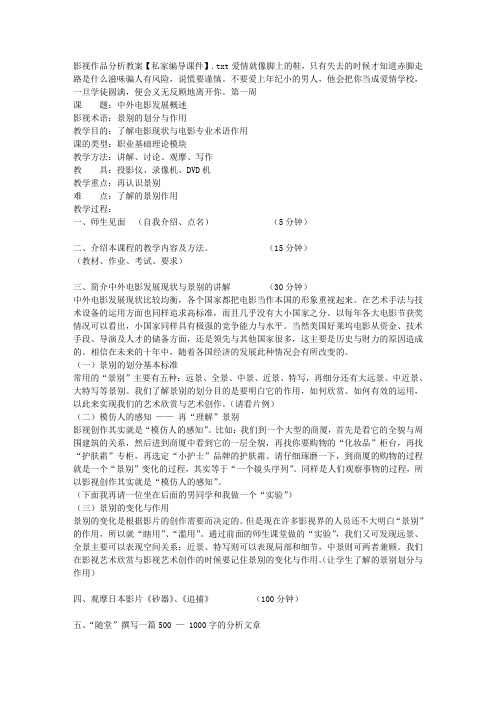 影视作品分析教案【私家编导课件】