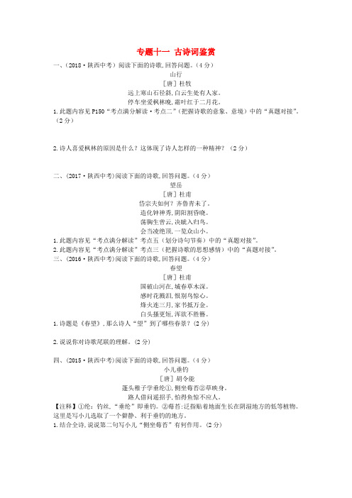2020版中考语文一练通第四部分古诗文阅读专题十一古诗词鉴赏[陕西专用]