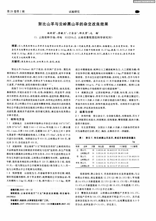 努比山羊与云岭黑山羊的杂交改良效果