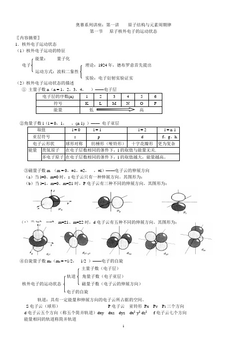 奥赛讲义：原子结构和元素周期律