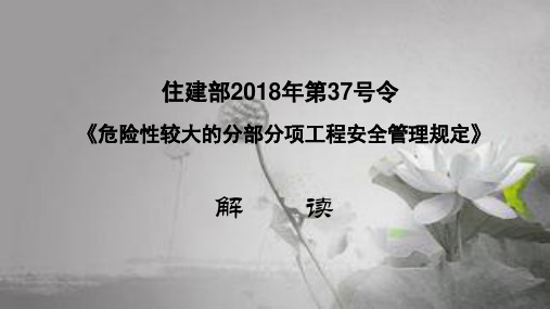 住建部37号令《危险性较大的分部分项工程安全管理规定》解读 PPT