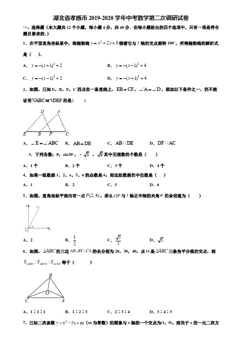 湖北省孝感市2019-2020学年中考数学第二次调研试卷含解析