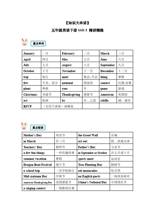 五年级英语下册 Unit 3 精讲精练 人教PEP版(含答案)