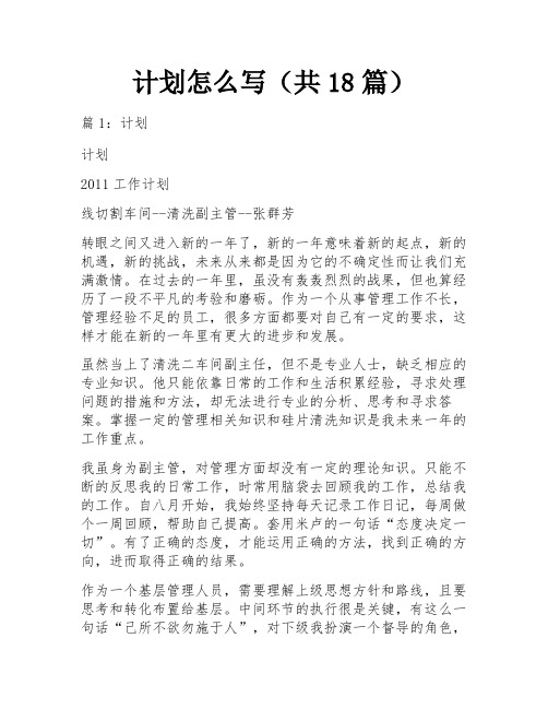 计划怎么写(共18篇) 