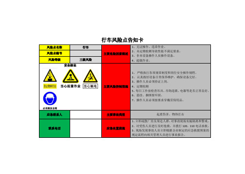 行车风险告知卡