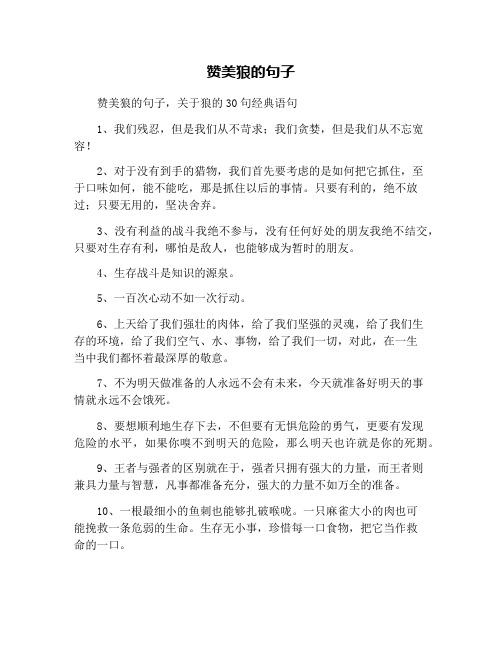 赞美狼的句子
