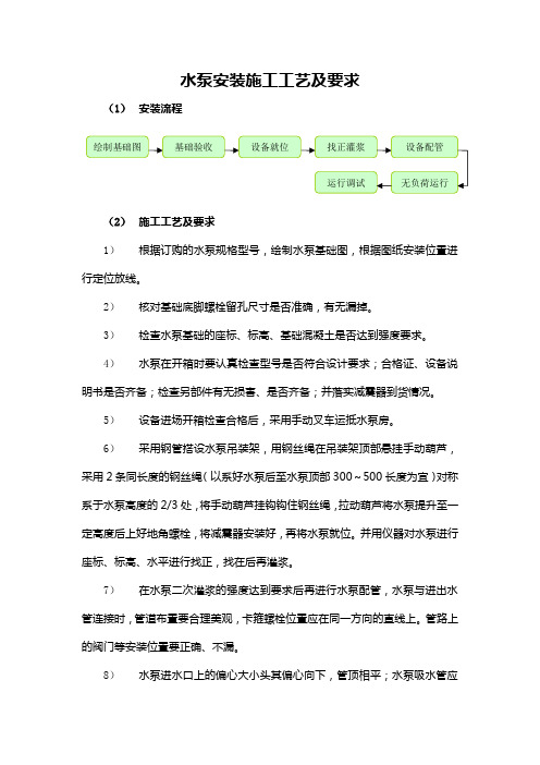 水泵安装施工工艺及要求
