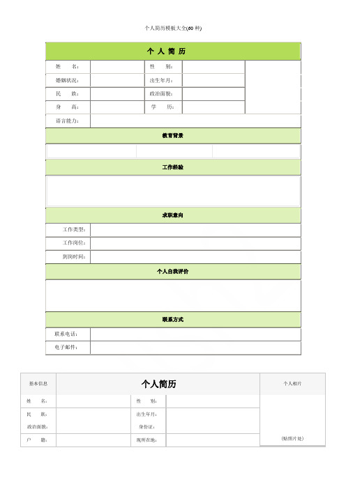 个人简历模板大全(60种)