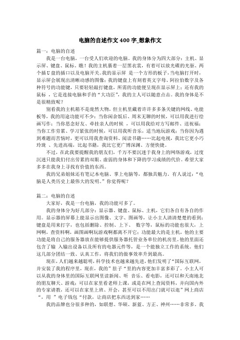 电脑的自述作文400字_想象作文