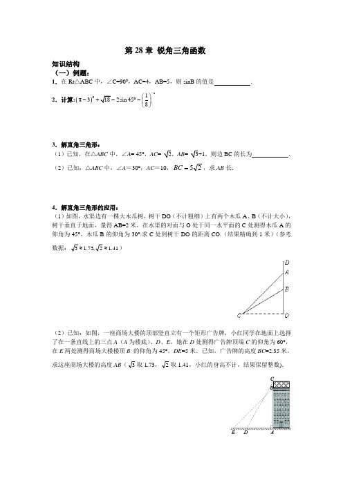 锐角三角形期末复习教师版