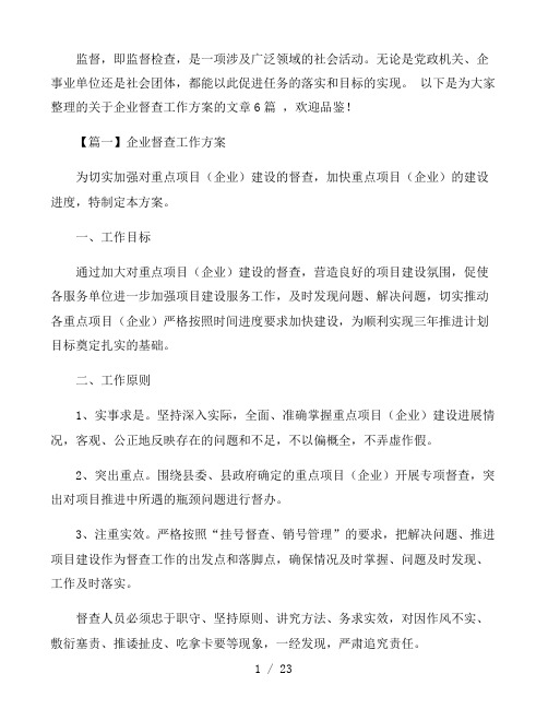企业督查工作方案六篇