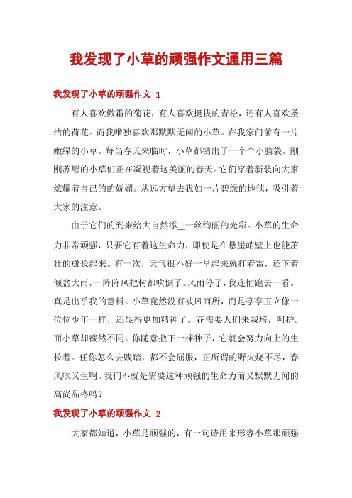 我发现了小草的顽强作文通用三篇