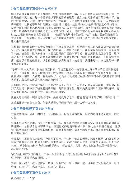 你用什么温暖着我作文六百字作文范文