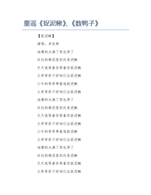 童谣捉泥鳅数鸭子