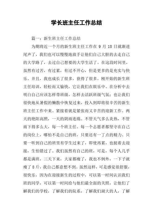 学长班主任工作总结