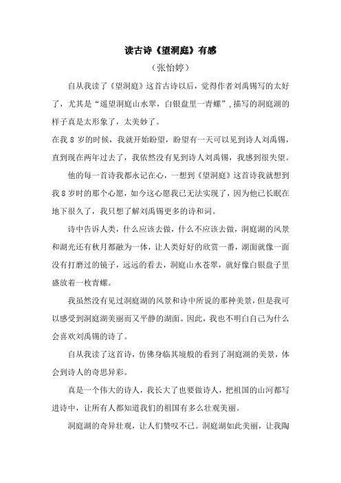 读古诗《望洞庭》有感