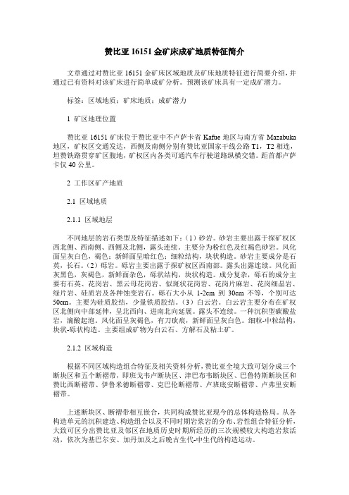 赞比亚16151金矿床成矿地质特征简介