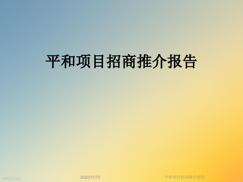 平和项目招商推介报告