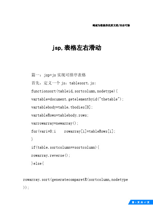 jsp,表格左右滑动