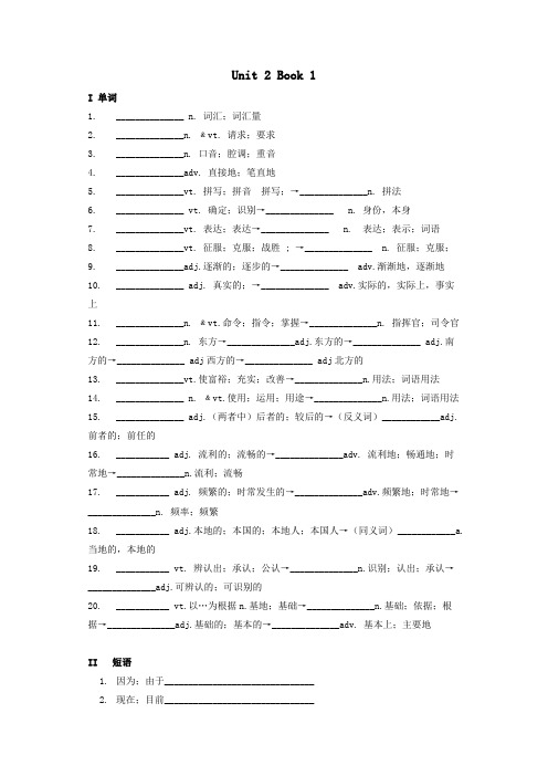 高中英语人教版复习Book 1 Unit 2