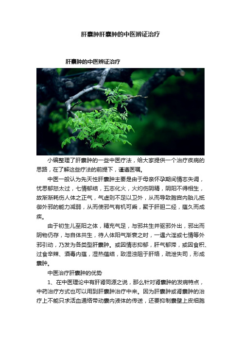 肝囊肿肝囊肿的中医辨证治疗
