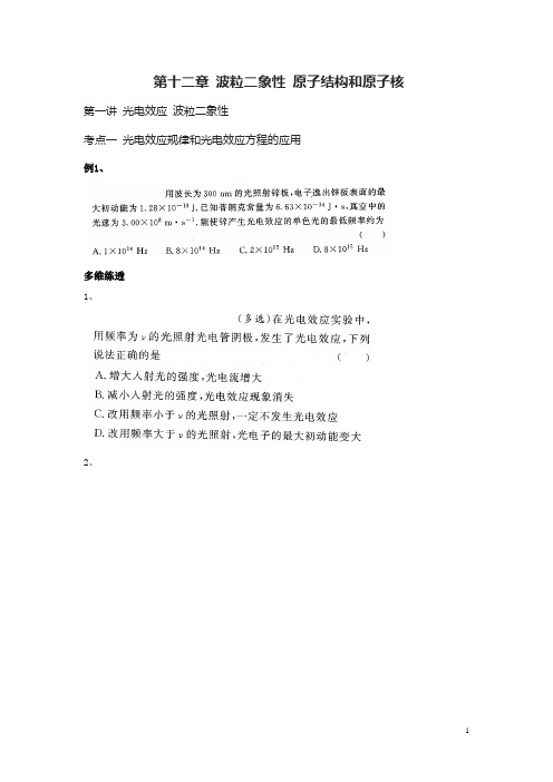 高三物理一轮复习第十二章 波粒二象性 原子结构和原子核