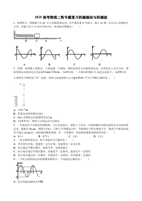 2019高考物理二轮专题复习机械振动与机械波及答案及解析