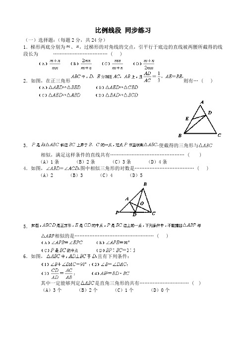 八年级数学比例线段 同步练习鲁教版