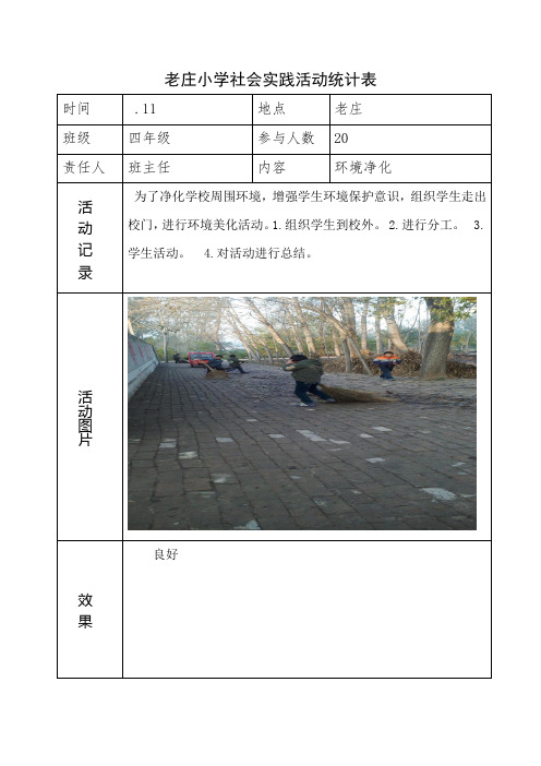 小学社会实践活动记录表