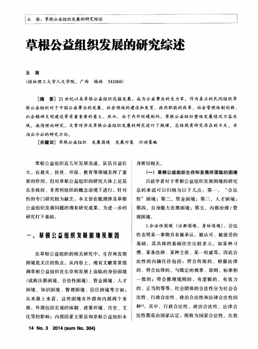 草根公益组织发展的研究综述