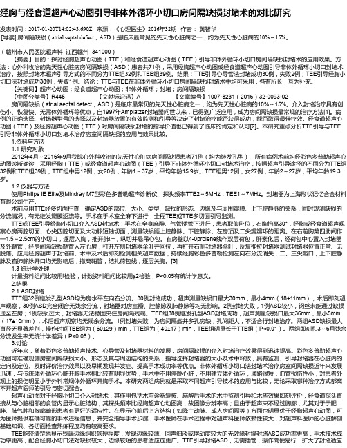 经胸与经食道超声心动图引导非体外循环小切口房间隔缺损封堵术的