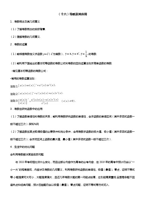 专题04导数及其应用-2019年高考数学(文)考试大纲完美解读