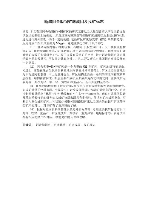 新疆阿舍勒铜矿学术报告