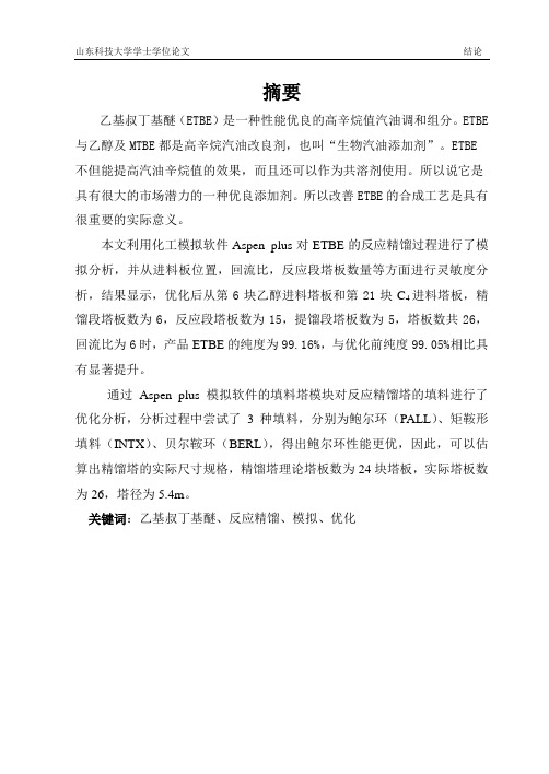 ETBE反应精馏的模拟与优化