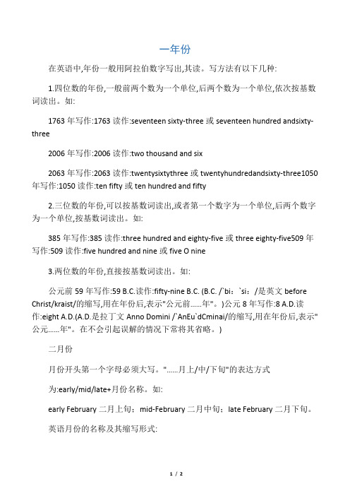 英文日期表示方法