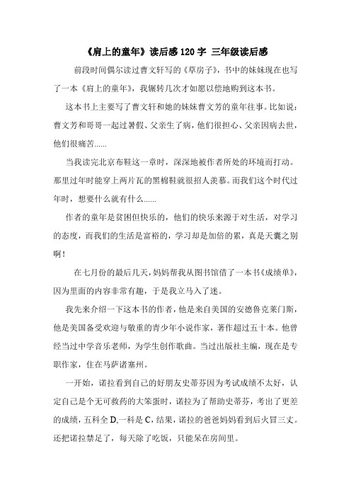 《肩上的童年》读后感120字 三年级读后感