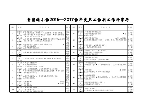 青岗铺小学2016—2017学年度第二学期工作行事历