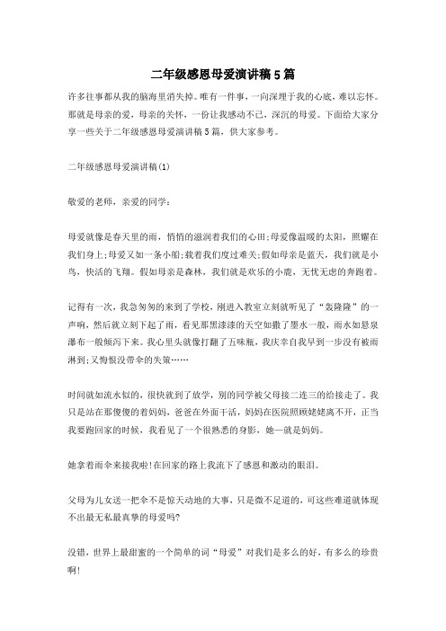 二年级感恩母爱演讲稿5篇