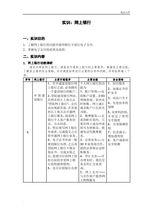 网络银行实训报告