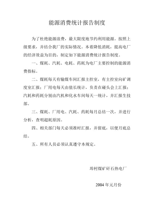能源消费统计报告制度