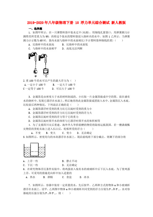 2019-2020年八年级物理下册 10 浮力单元综合测试 新人教版