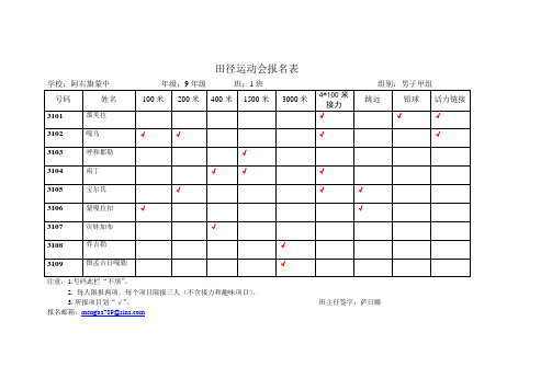 田径运动会报名表九年(1)