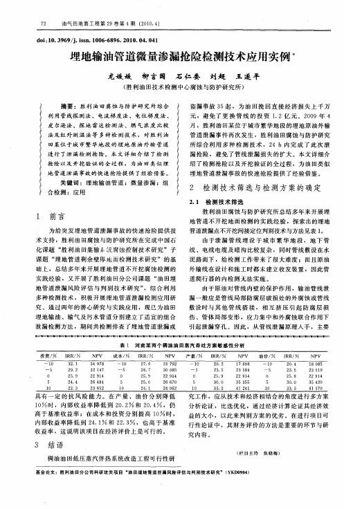 埋地输油管道微量渗漏抢险检测技术应用实例