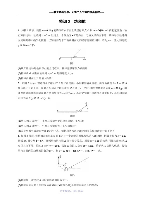 步步高《一页通》2017版浙江选考考前特训物理总复习：第一部分-计算题(19、20题)特训3