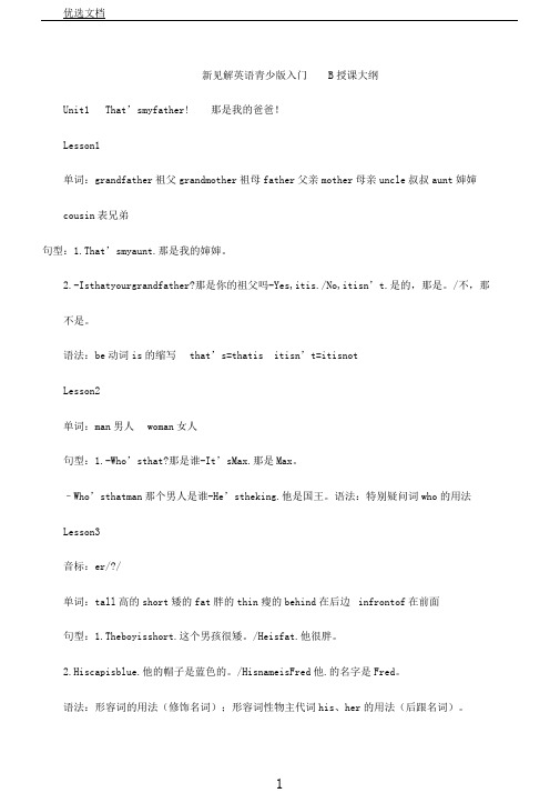 新概念英语青少版入门级B教案提纲