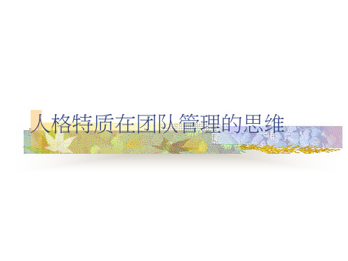 人格特质在团队管理的思维PPT课件教材讲义
