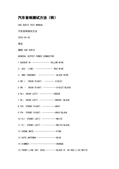 汽车音响测试方法