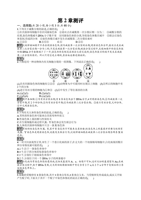 高中生物必修二人教版课后习题：第2章测评 Word版含答案