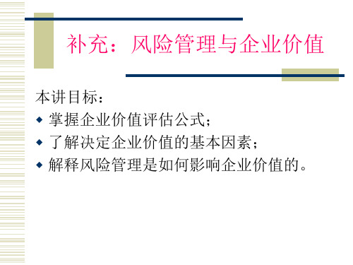 第一章补充 风险管理与企业价值